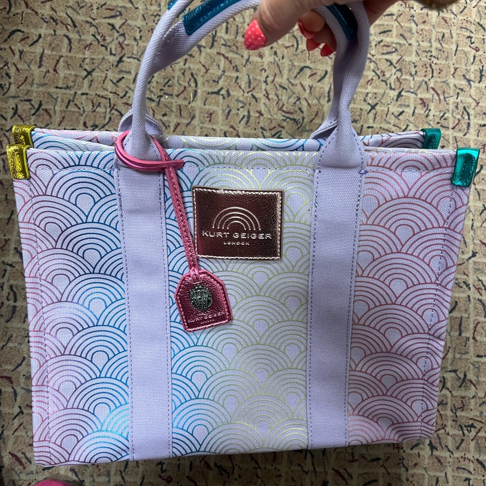 Kurt Geiger Blue and Pink Tote Bag with Structured Design